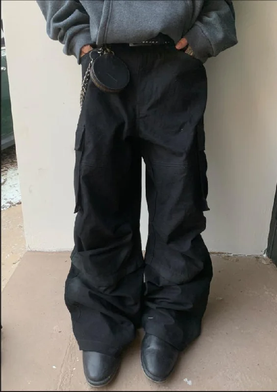 Washed Wide Leg Cargo Pants