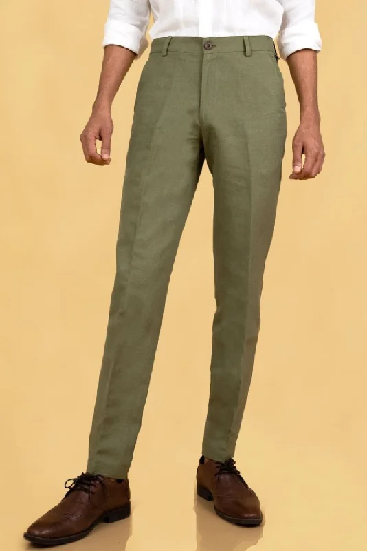 Olive green formal trousers for men