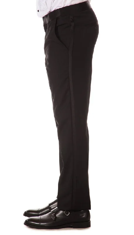 Slim Fit Tuxedo Pants- Black