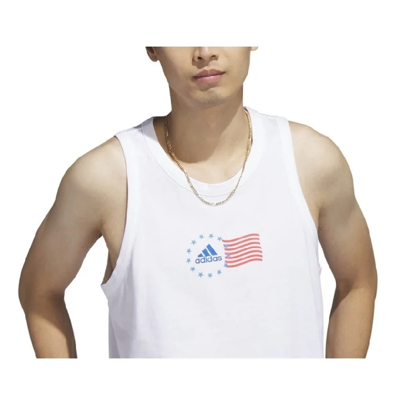 Adidas Men's American Flag Tank White Size Medium