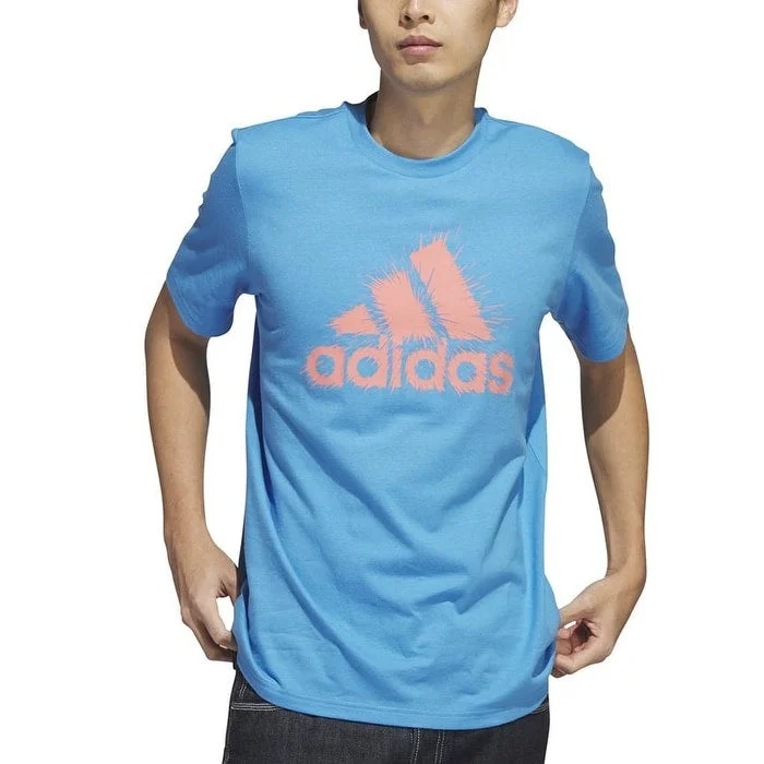 adidas Men's Short Sleeve Logo Graphic T-Shirt Blue Size Large