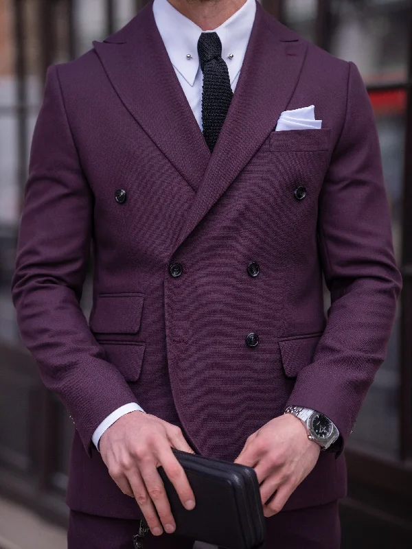 Purple Double Breasted Suit 2-Piece