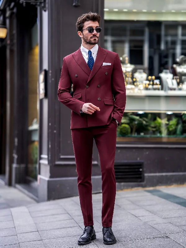 Bordeaux Double Breasted Suit 2-Piece