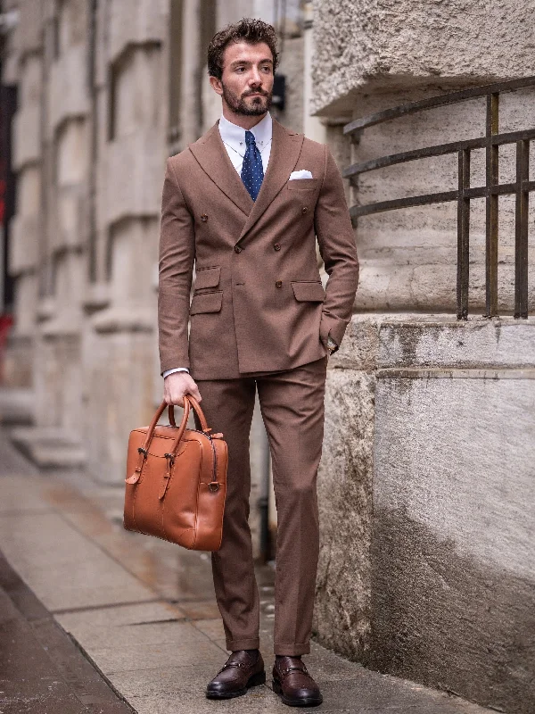 Brown Double Breasted Suit 2-Piece