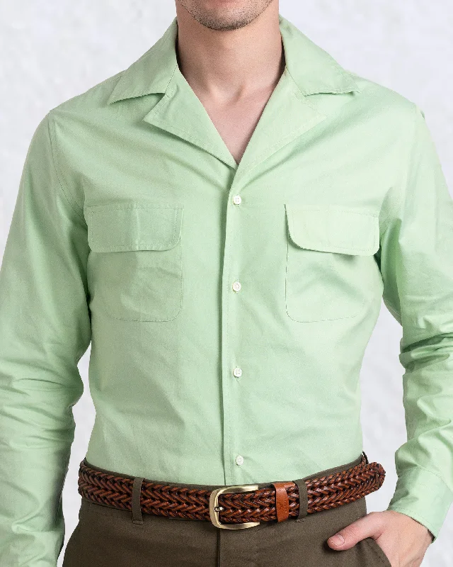 Camp Collar Shirt in Pista Green Plain