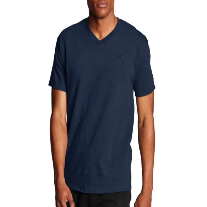 Champion Men's Classic Jersey V Neck T-Shirt Blue Size Large