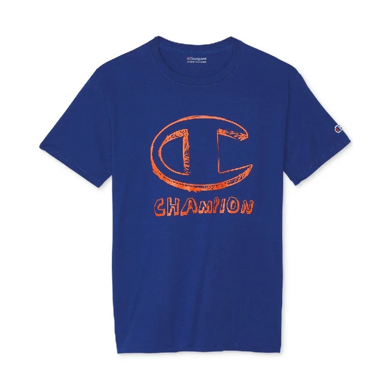 Champion Men's Classic Standard-Fit Logo Graphic T-Shirt Blue Size Xx-Large