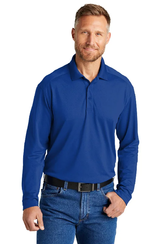 CornerStone Mens Select Moisture Wicking Long Sleeve Polo Shirt - Royal Blue