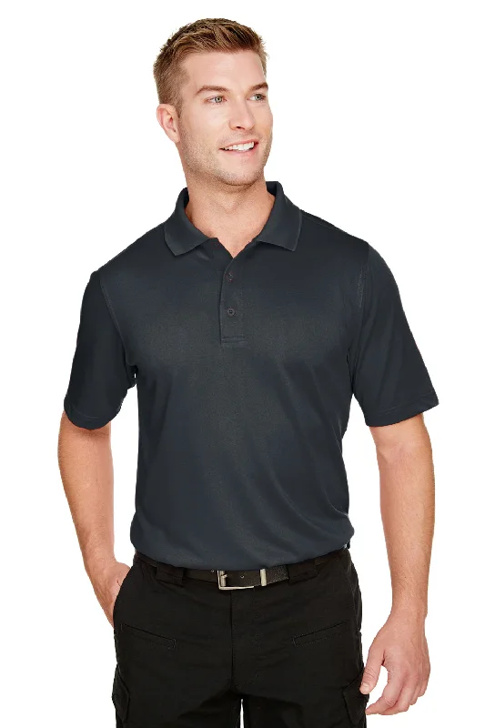 Harriton Mens Advantage Performance Moisture Wicking Short Sleeve Polo Shirt - Dark Charcoal Grey