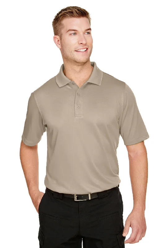 Harriton Mens Advantage Performance Moisture Wicking Short Sleeve Polo Shirt - Khaki