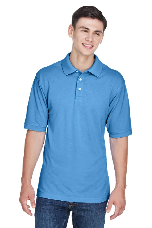 Harriton Mens Easy Blend Wrinkle Resistant Short Sleeve Polo Shirt - Nautical Blue