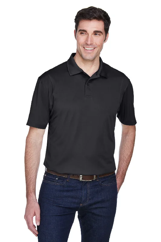 Harriton Mens Moisture Wicking Short Sleeve Polo Shirt - Black