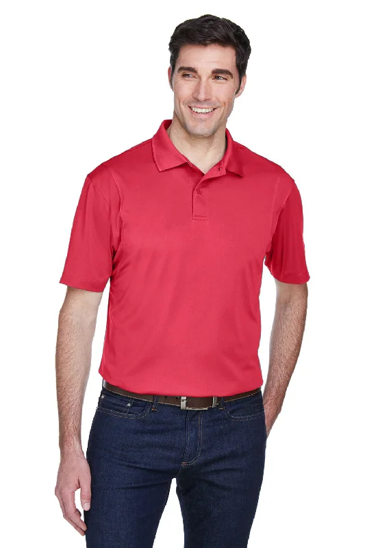 Harriton Mens Moisture Wicking Short Sleeve Polo Shirt - Red