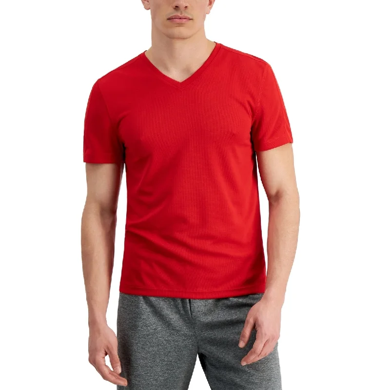 ID Ideology Men's Birdseye Mesh V Neck T-Shirt Red Size XX-Large