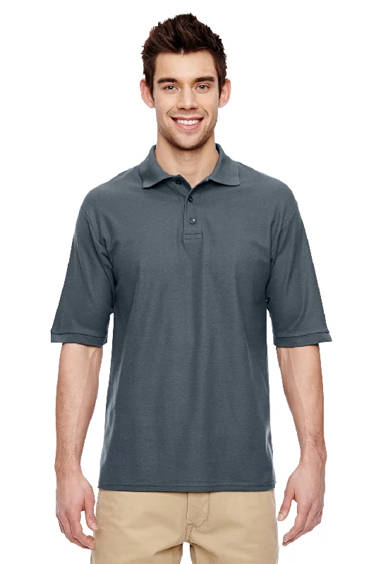 Jerzees Mens Easy Care Moisture Wicking Short Sleeve Polo Shirt - Charcoal Grey - Closeout