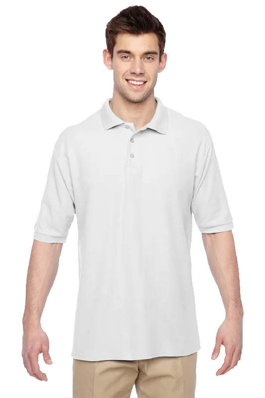 Jerzees Mens Easy Care Moisture Wicking Short Sleeve Polo Shirt - White - Closeout