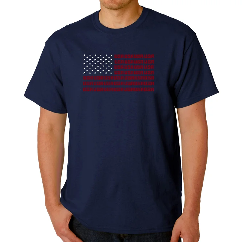 LA Pop Art Men's Word Art T-shirt - USA Flag