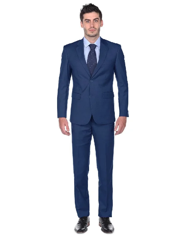 Pleated Suit - Mens Suits With Pleated Pant -  Regular Fit Indigo Blue Suit