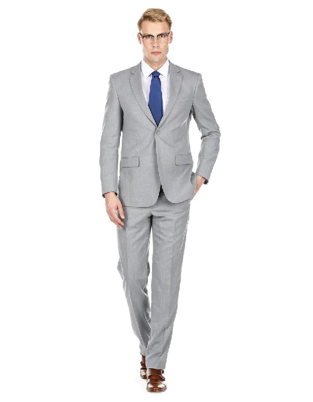 Mens Modern Fit Summer Wedding Suit Light Grey