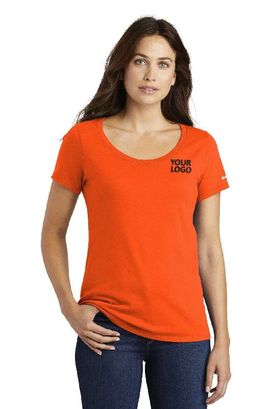 Nike Ladies Core Cotton Scoop Neck Customized Tees, Brilliant Orange