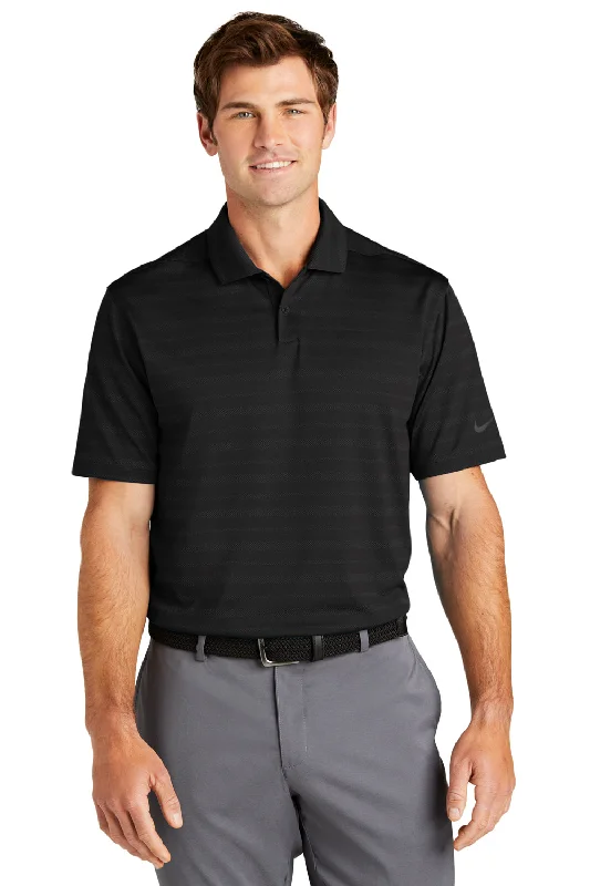 Nike Mens Vapor Jacquard Dri-Fit Moisture Wicking Short Sleeve Polo Shirt - Black