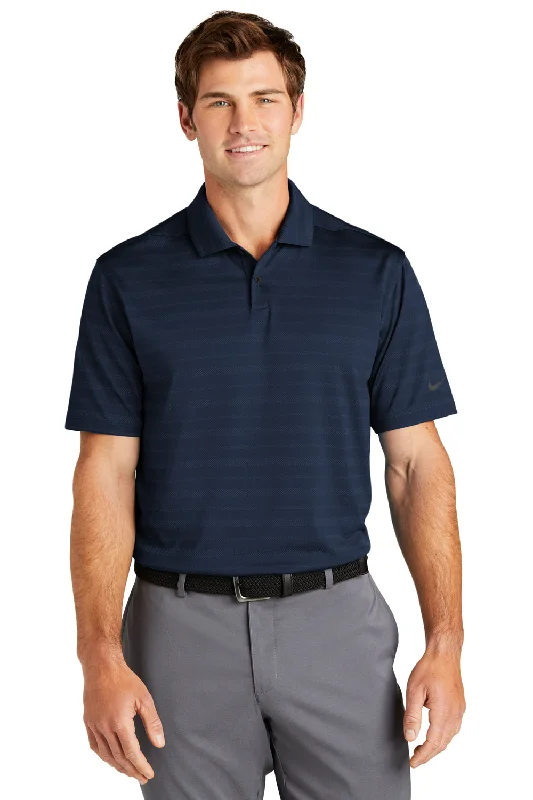 Nike Mens Vapor Jacquard Dri-Fit Moisture Wicking Short Sleeve Polo Shirt - Navy Blue