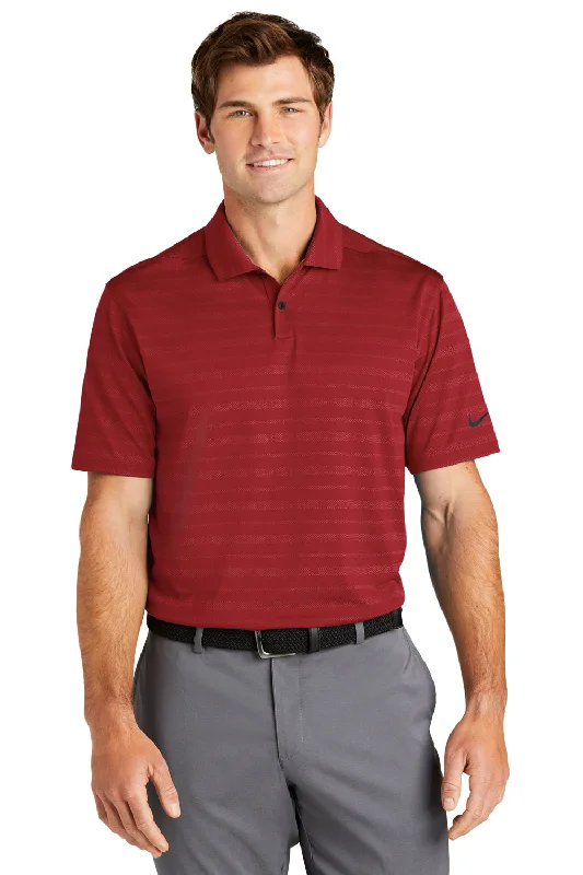 Nike Mens Vapor Jacquard Dri-Fit Moisture Wicking Short Sleeve Polo Shirt - Team Red