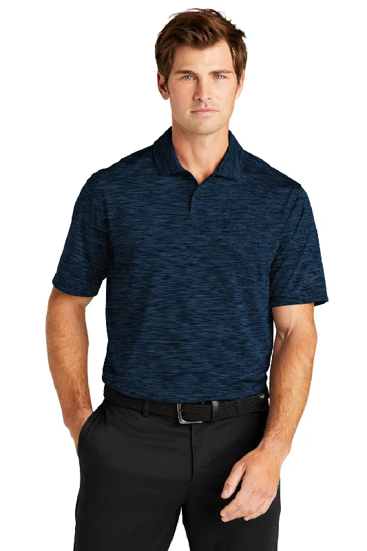 Nike Mens Vapor Space Dyed Dri-Fit Moisture Wicking Short Sleeve Polo Shirt - Navy Blue