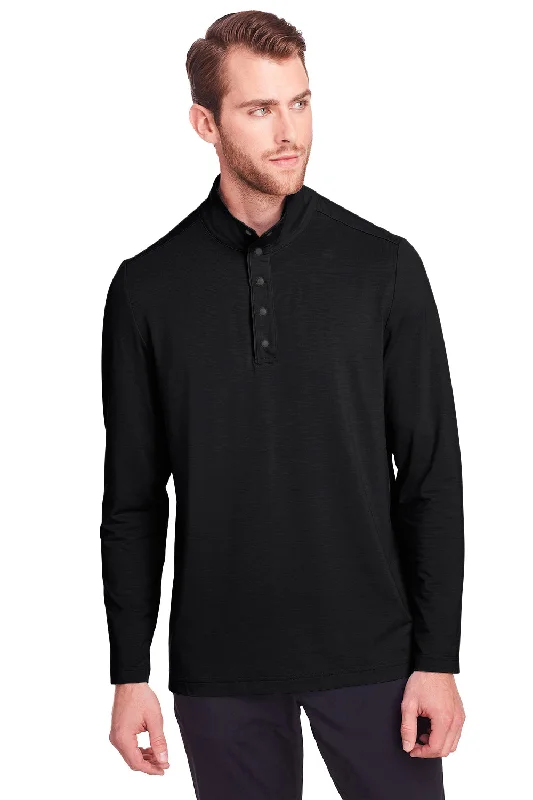 North End Mens Jaq Performance Moisture Wicking Long Sleeve Polo Shirt - Black