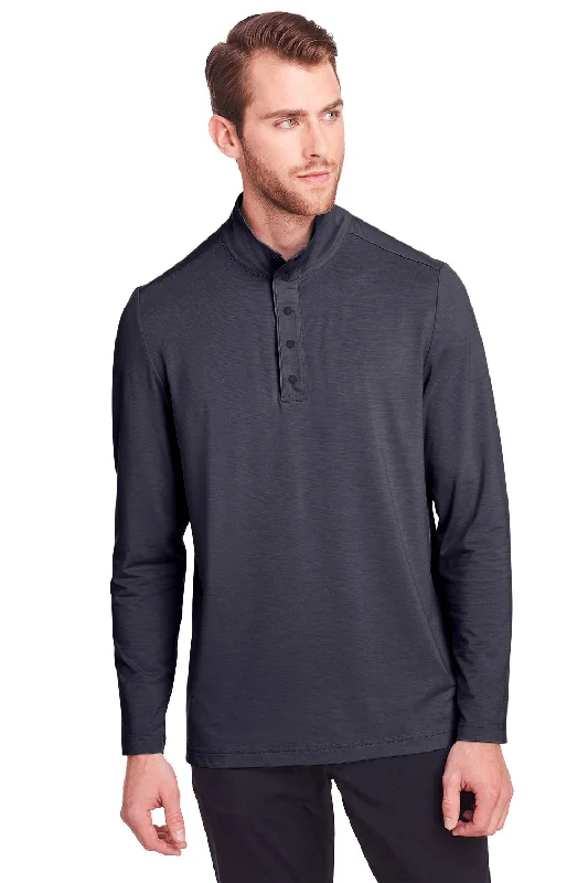 North End Mens Jaq Performance Moisture Wicking Long Sleeve Polo Shirt - Carbon Grey