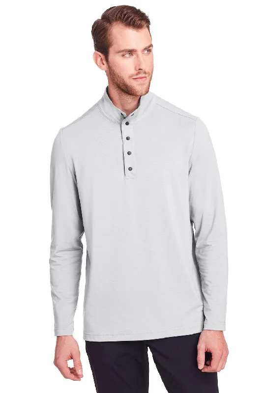 North End Mens Jaq Performance Moisture Wicking Long Sleeve Polo Shirt - Platinum Grey