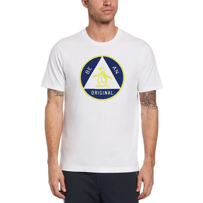 Original Penguin Men's Flocked Triangle Pete T-Shirt White Size Medium