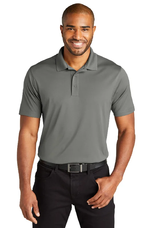 Port Authority Mens C-Free Performance Moisture Wicking Short Sleeve Polo Shirt - Smoke Grey