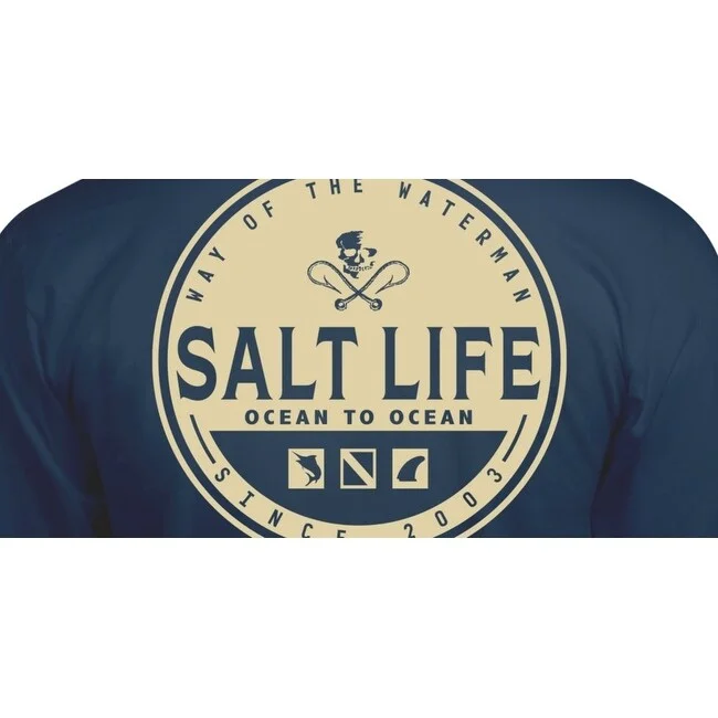 Salt Life Men's Ocean To Ocean Long Sleeve T-Shirt Blue Size Small