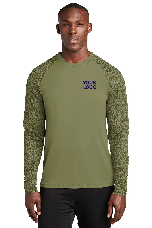 Sport-Tek Long Sleeve Branded Digi Camo Tee's, Olive DrabGreen