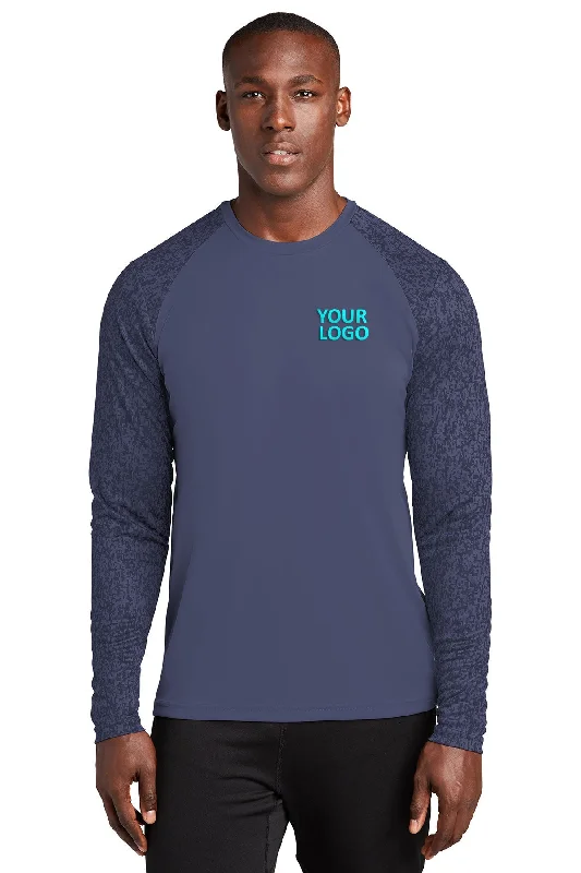 Sport-Tek Long Sleeve Customized Digi Camo Tee's, TRUE Navy