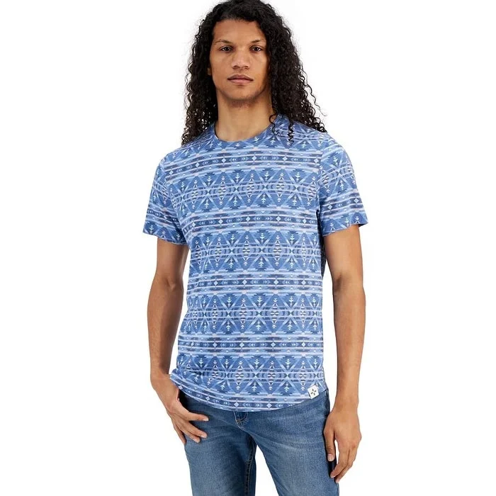 Sun + Stone Men's Regular Fit Geo Print T Shirt Blue Size Medium