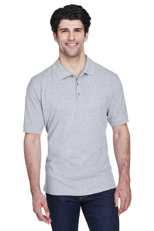 UltraClub Mens Classic Short Sleeve Polo Shirt - Heather Grey