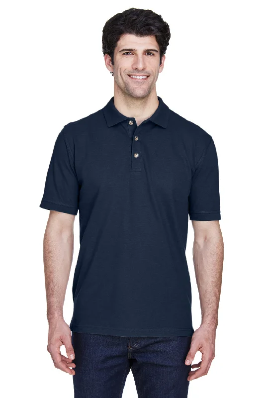 UltraClub Mens Classic Short Sleeve Polo Shirt - Navy Blue