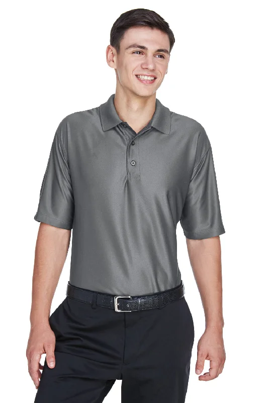 UltraClub Mens Cool & Dry Elite Performance Moisture Wicking Short Sleeve Polo Shirt - Charcoal Grey