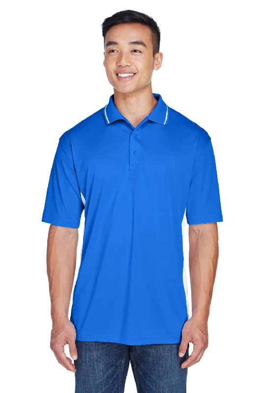 UltraClub Mens Cool & Dry Moisture Wicking Short Sleeve Polo Shirt - Royal Blue/White