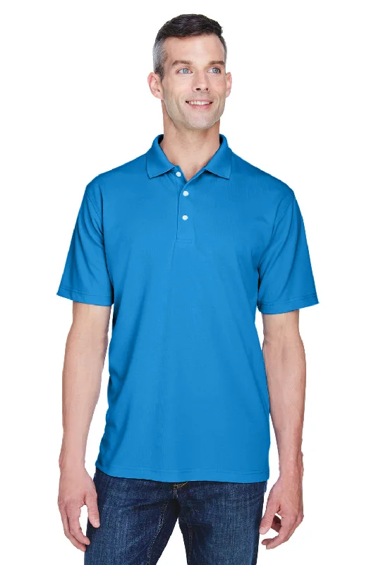 UltraClub Mens Cool & Dry Performance Moisture Wicking Short Sleeve Polo Shirt - Pacific Blue