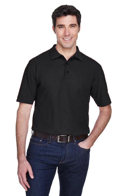 UltraClub Mens Whisper Short Sleeve Polo Shirt - Black