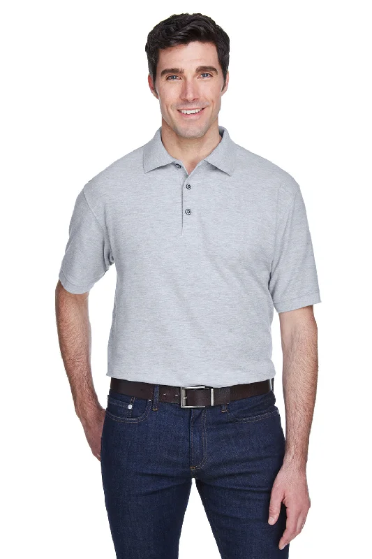 UltraClub Mens Whisper Short Sleeve Polo Shirt - Heather Grey