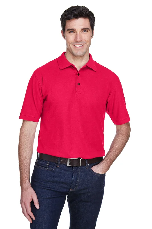 UltraClub Mens Whisper Short Sleeve Polo Shirt - Red - Closeout