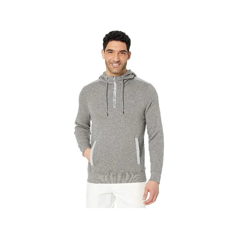 Calvin Klein Mens Colorblocked Mixed-Media 1/4-Zip Hoodie Gray Size 2 Extra Large