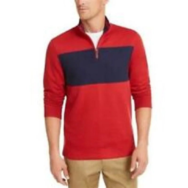 Club Room Men's Quarter-Zip French Rib Pullover Red Size Medium