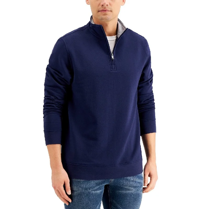 Club Room Men's Stretch 1/4-Zip Fleece Sweatshirt Blue Size X-Large