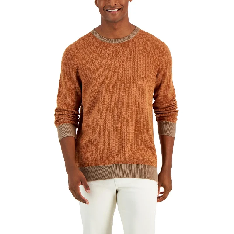 Club Room Mens Herringbone Cotton Pullover Sweater