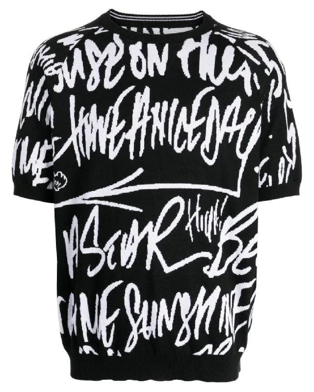 Graffiti-Print Short-Sleeve Jumper